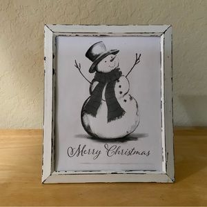 Farmhouse Christmas snowman picture 8x10 w/frame